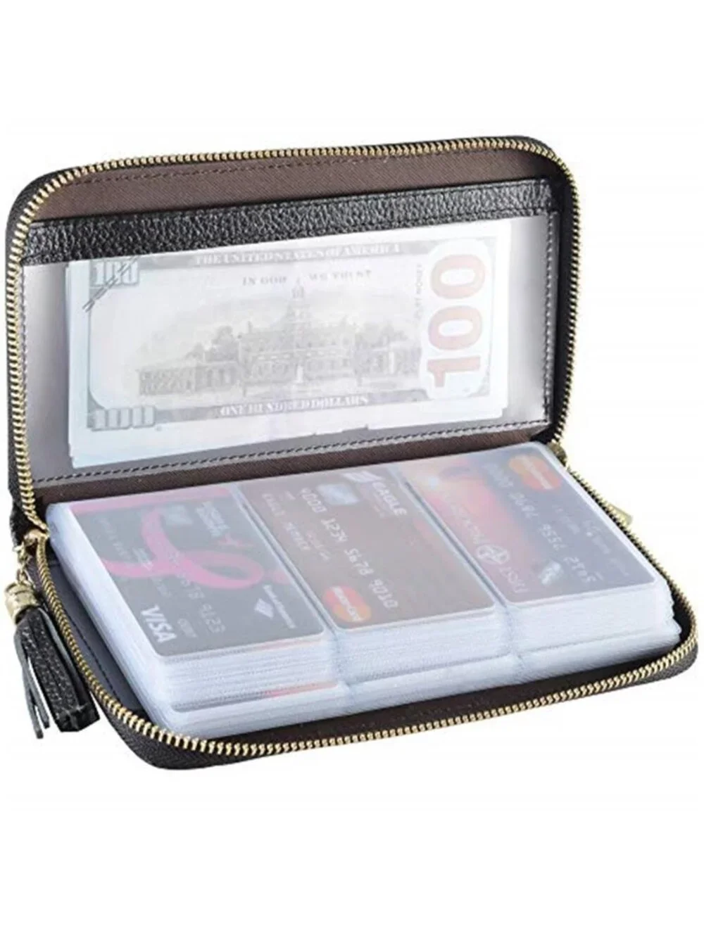 Women's Credit Card Holder Wallet Zipper Leather Case Purse RFID Blocking